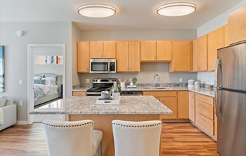 Fully Equipped Eat-In Kitchen at Harbor at Twin Lakes 55+ Apartments, Minnesota, 55113